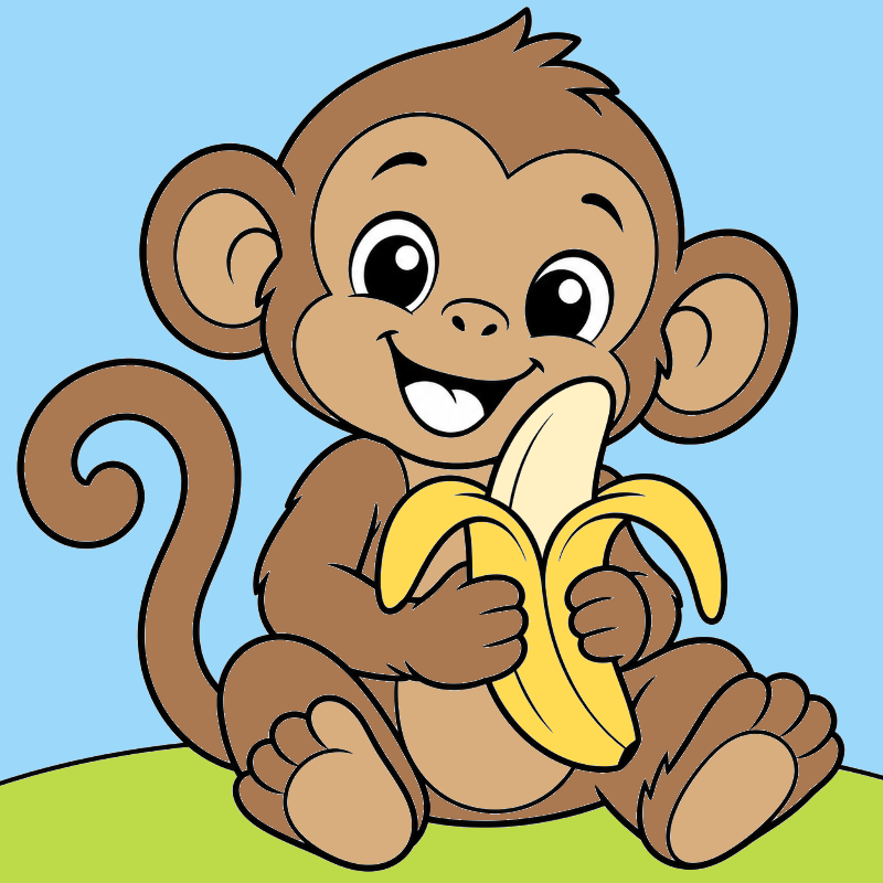 Monkey, colored by Coloring Cub Club